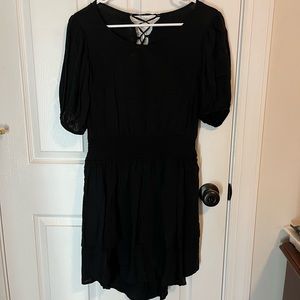 NWT BLACK TIERED WILD FABLE COVER UP DRESS OPEN BACK LACE UP DETAIL SIZE XL